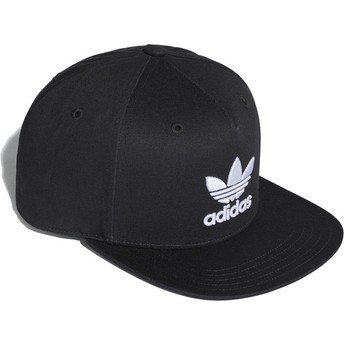 Boné plano preto snapback Trefoil da Adidas