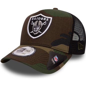 Boné trucker camuflagem Team A Frame da Oakland Raiders NFL da New Era