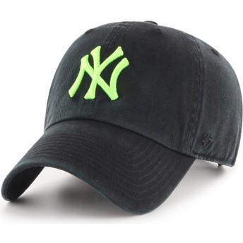 Boné curvo preto com logo verde da New York Yankees MLB Clean Up da 47 Brand