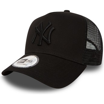 Boné trucker preto com logo preto Clean A Frame da New York Yankees MLB da New Era