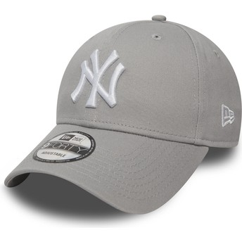 Boné curvo cinza ajustável 9FORTY Essential da New York Yankees MLB da New Era