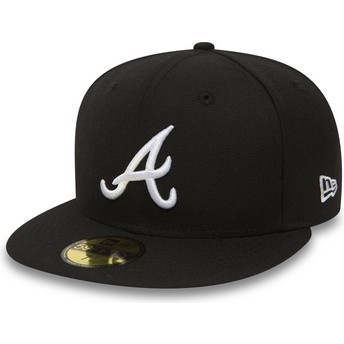 Boné plano preto justo 59FIFTY Essential da Atlanta Braves MLB da New Era