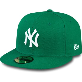 Boné plano verde justo 59FIFTY Essential da New York Yankees MLB da New Era