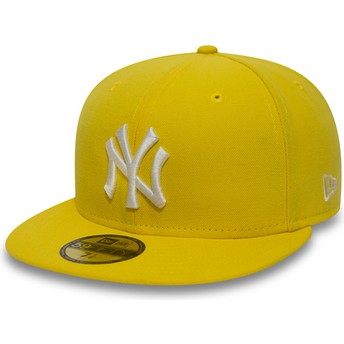 Boné plano amarelo justo 59FIFTY Essential da New York Yankees MLB da New Era