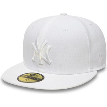 Boné plano branco justo 59FIFTY White on White da New York Yankees MLB da New Era