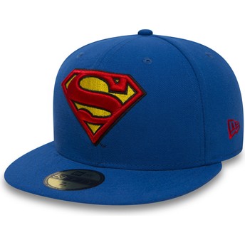 Boné plano azul justo 59FIFTY Superman Character Essential Warner Bros. da New Era