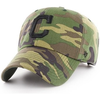 Boné curvo camuflagem com logo preto da Cleveland Indians Clean Up Unwashed da 47 Brand