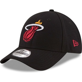 Boné curvo preto ajustável 9FORTY The League da Miami Heat NBA da New Era