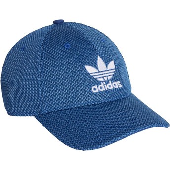 Boné curvo azul com logo branco Trefoil Primeknit da Adidas
