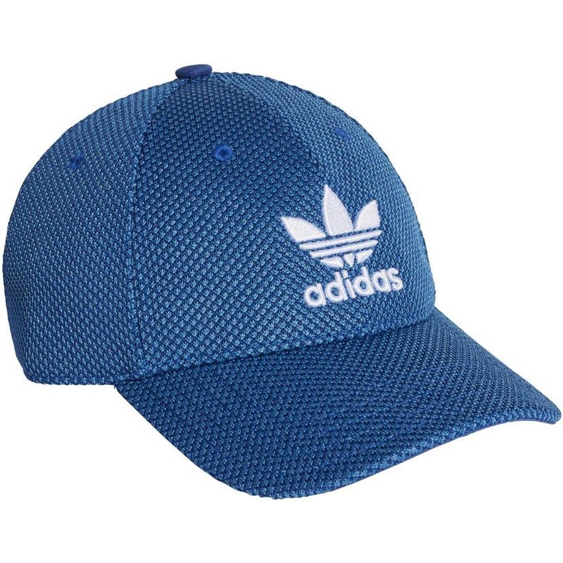 bone-curvo-azul-com-logo-branco-trefoil-primeknit-da-adidas