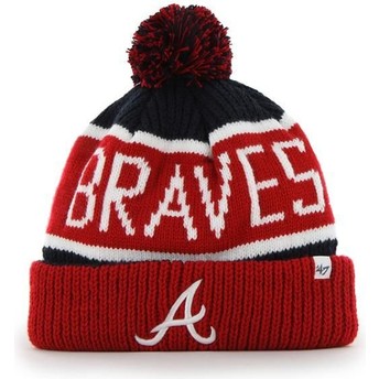 Gorro vermelho e azul marinho com pompom da Atlanta Braves MLB Cuff Knit Calgary da 47 Brand