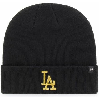 Gorro preto com logo ouro da Los Angeles Dodgers MLB Cuff Knit Metallic da 47 Brand