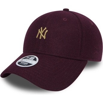 Boné curvo grená ajustável com logo ouro 9FORTY Melton da New York Yankees MLB da New Era