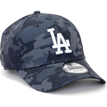 Boné curvo camuflagem azul ajustável 9FORTY All Over Urban Print da Los Angeles Dodgers MLB da New Era