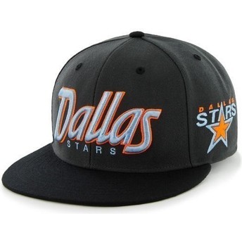 Boné plano preto snapback com logo com letras dos Dallas Stars NHL da 47 Brand