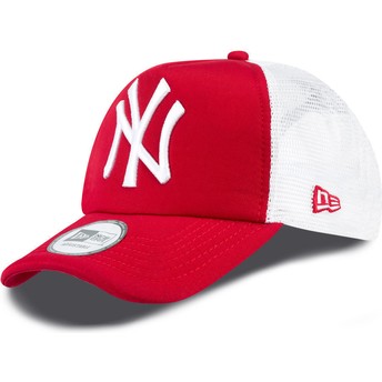 Boné trucker vermelho Clean A Frame dos New York Yankees MLB da New Era