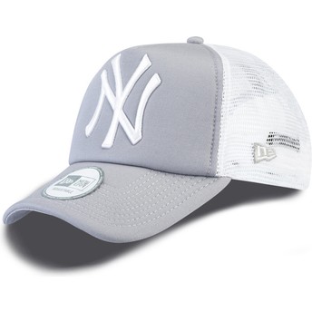 Boné trucker cinza Clean A Frame dos New York Yankees MLB da New Era